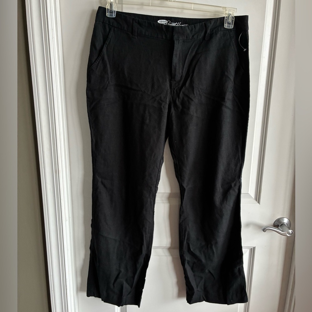 Old Navy Women's Black Linen Blend Work Trousers